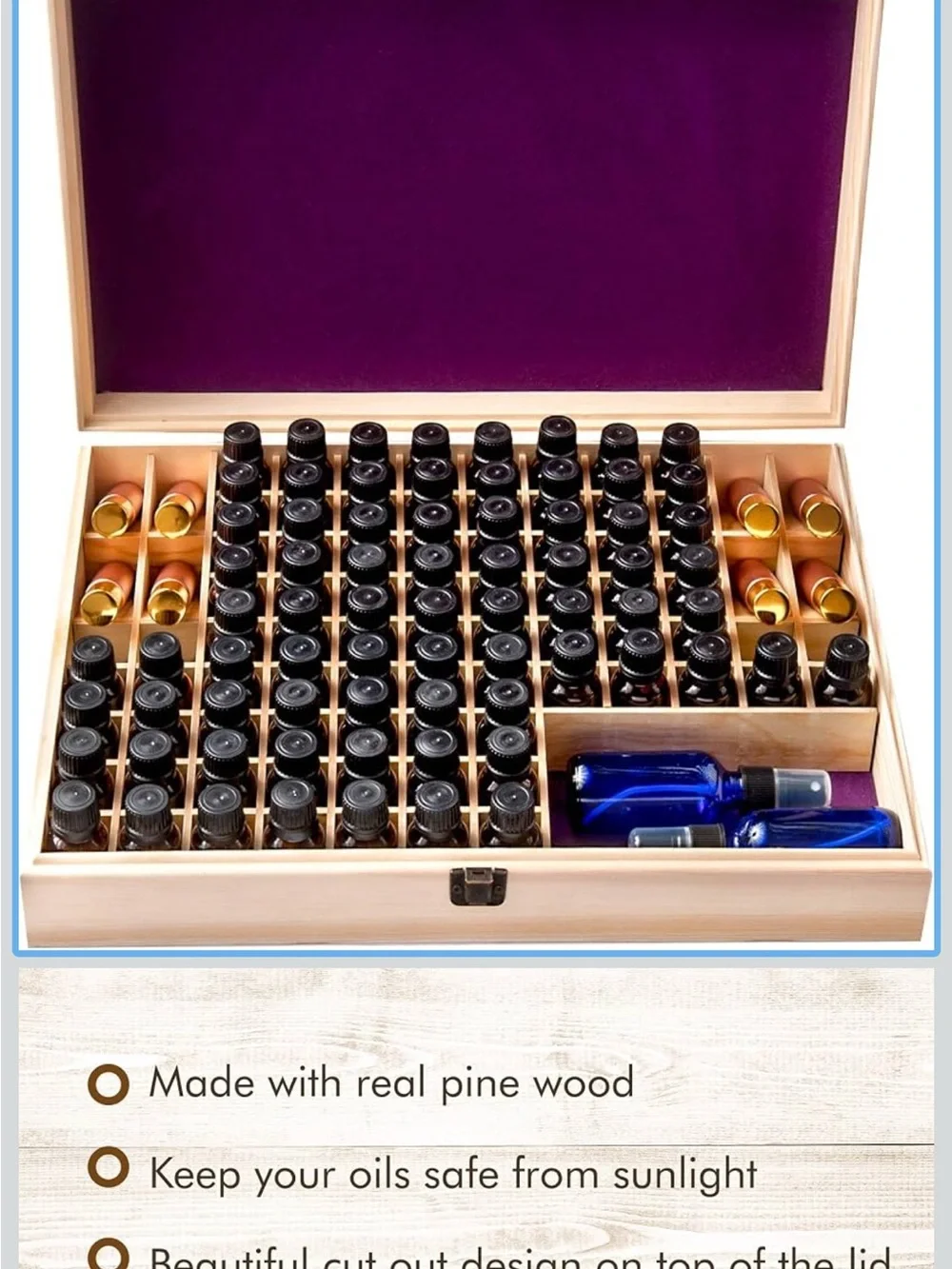 Carved Natural Wood Storage Box with Latch - Natural